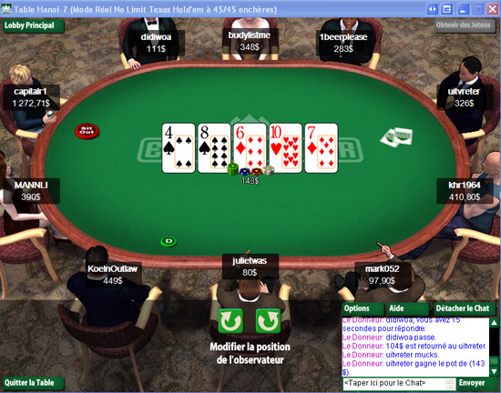 Un jeu de poker sur Everest Poker